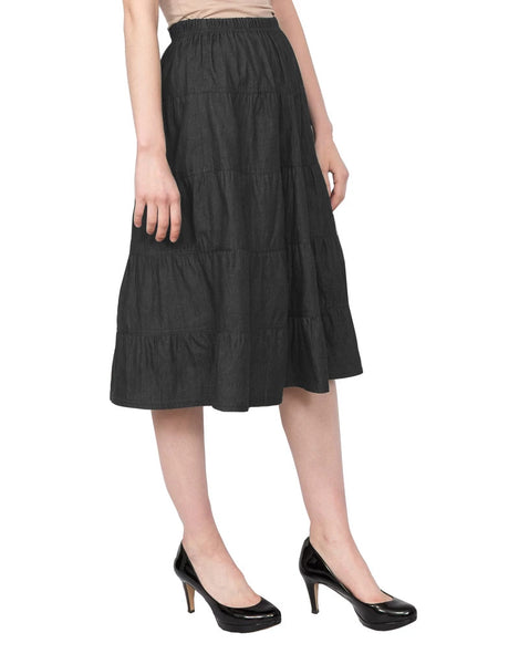 Knee length black layered clearance skirt